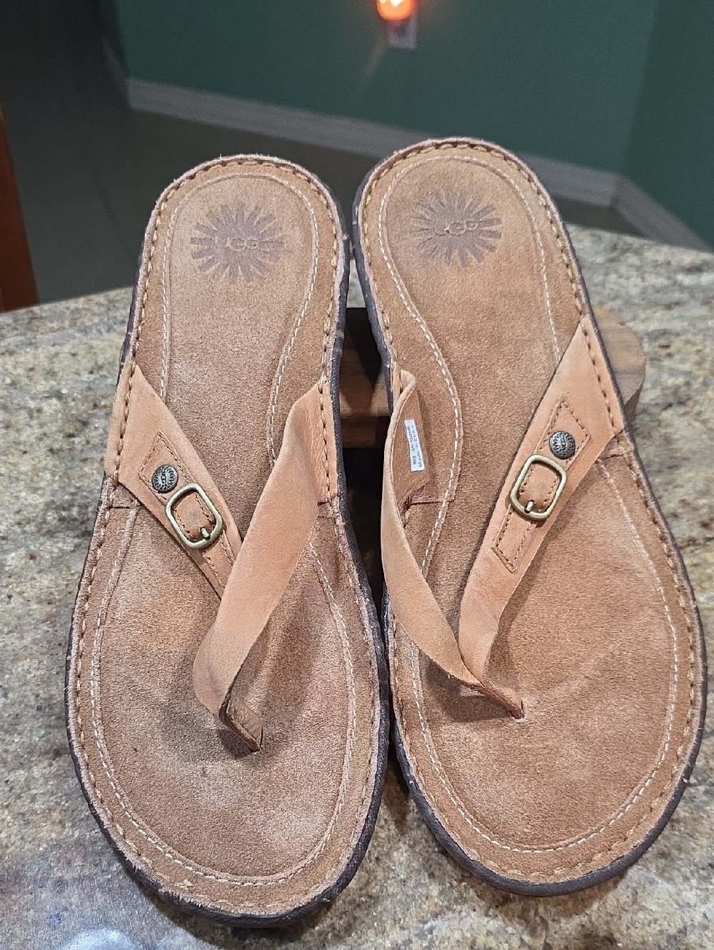 UGG Kamiko Tan Leather Thong Sandals Size US 10